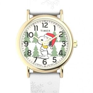 Timex x Peanuts Weekender 38mm Leather Strap Watch TW2W24100, New in Box!!